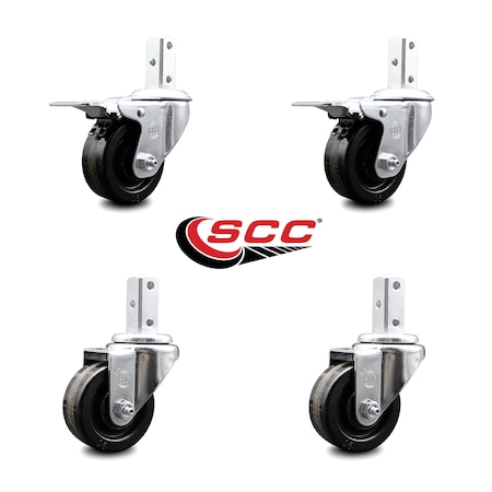 Service Caster 3 Inch Phenolic Wheel Swivel 7/8 Inch Square Stem Caster Total Lock Brakes, 2PK SCC-SQTTL20S314-PHS-78-2-S-2